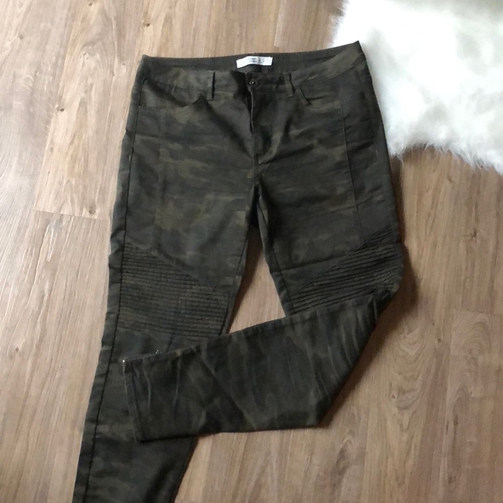 New Zara Camo Stretch Denim Pants Skinny Jeans